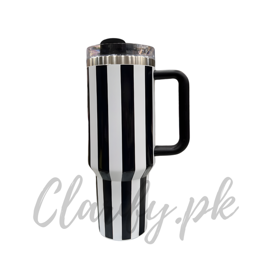 Premium Black Stripe 40oz Tumbler – 1200ml Water Bottle