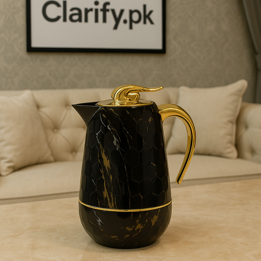 Luxury Black & Gold Thermos Flask – 1L Hot & Cold Vacuum Jug