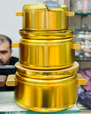 3-Piece Luxury Golden Non-Stick Cookware Set