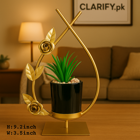 Golden Rose Metal Plant Pot - Luxury Home Decoration