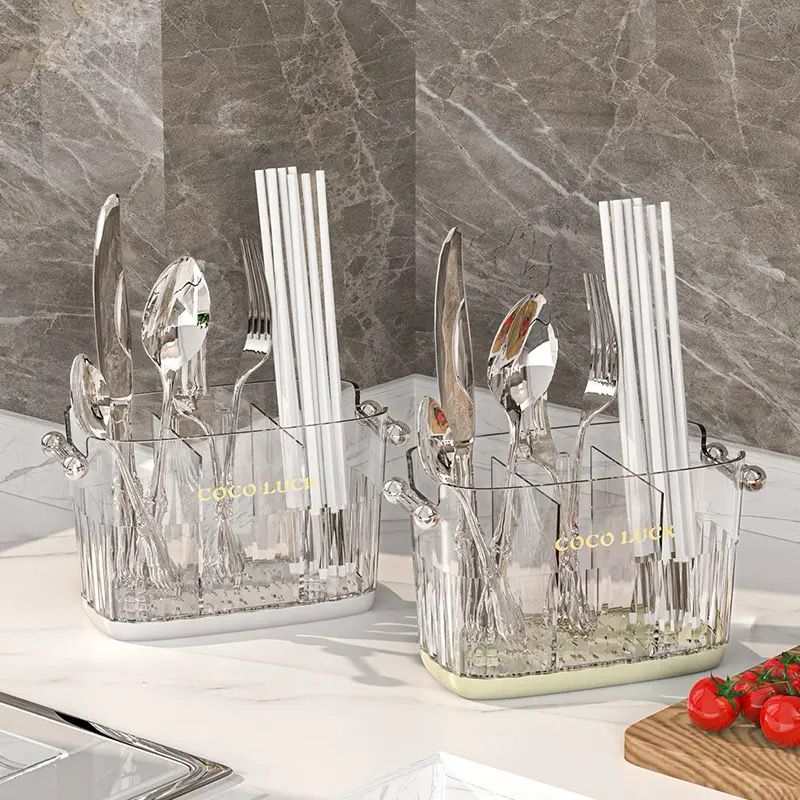 Luxury Acrylic Spoon Stand – Transparent Utensil Holder