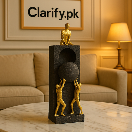 Golden Helping Hand Sculpture – Abstract Fiber Showpiece