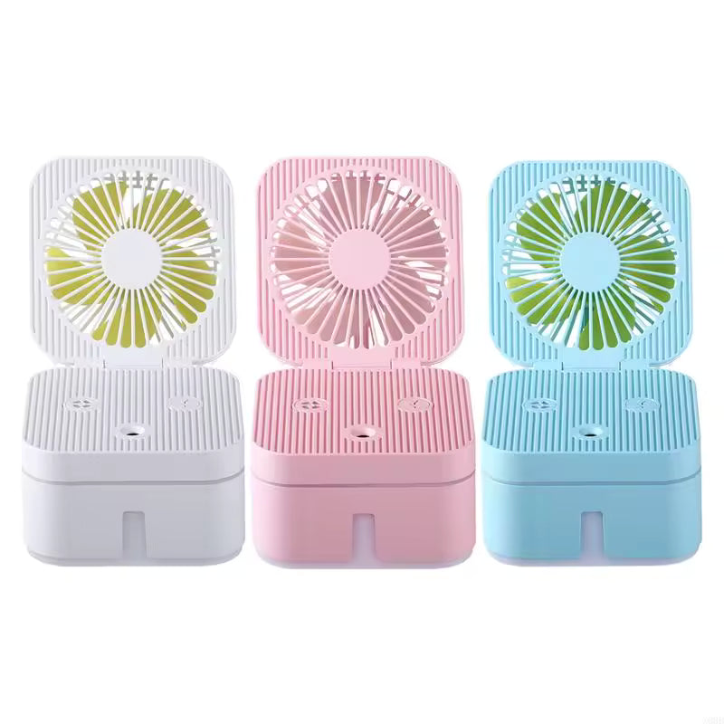 Clarify.pk 2-in-1 humidifier cooling fan in white pink and blue compact design
