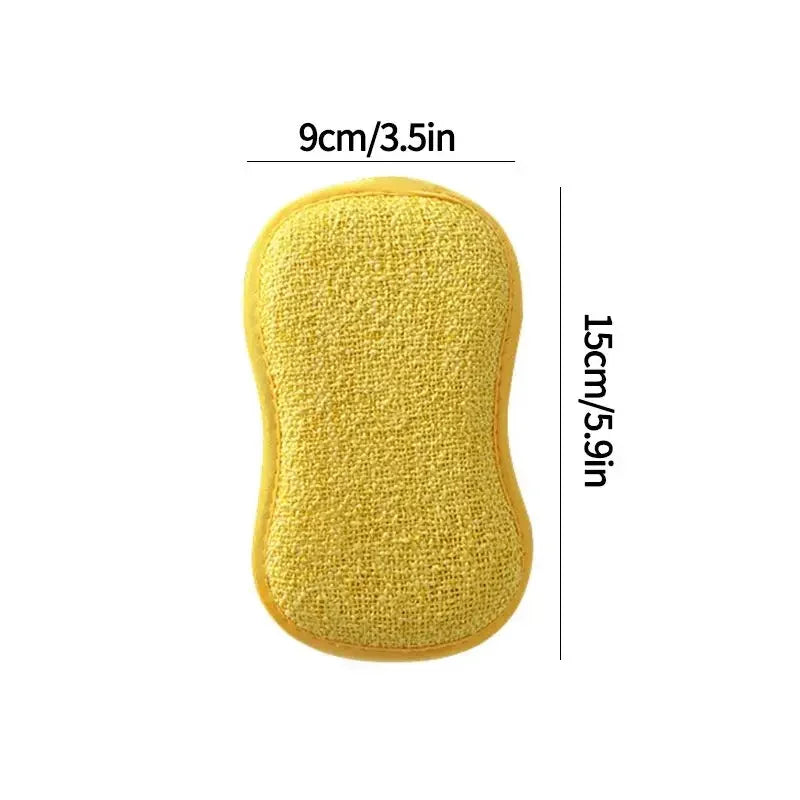 Clarify.pk 2 pieces double sided kitchen cleaning sponges yellow with textured surface and dimensions