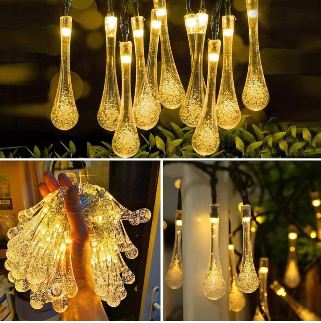 20 bulb decorative fairy lights for home with warm glowing teardrop bulbs hanging indoors and outdoors