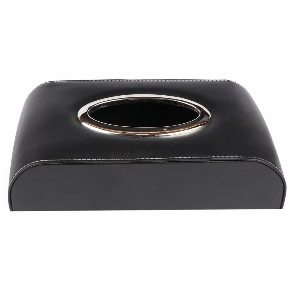 Slim Black Leather Tissue Box
