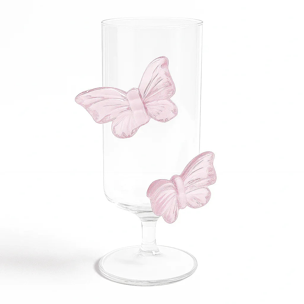 Pink Bow Flutter Glass – Elegant Drinkware - Clarify.pk