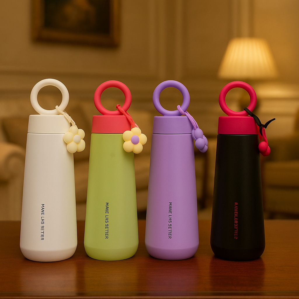 Cute Loop Handle Vacuum Flask – 450ml Insulated Bottle (Each)