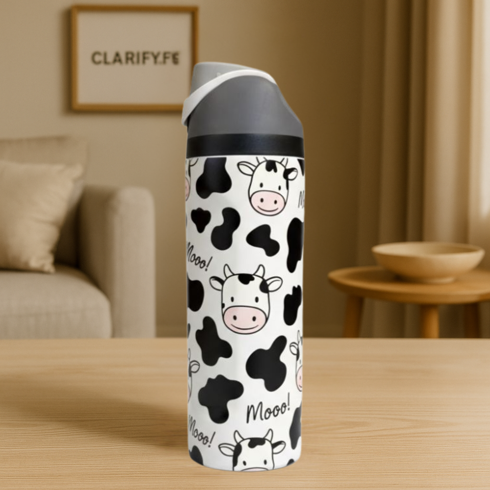 Premium Cow Print 32oz Owala Bottle – Stylish Water Bottle (950ml)