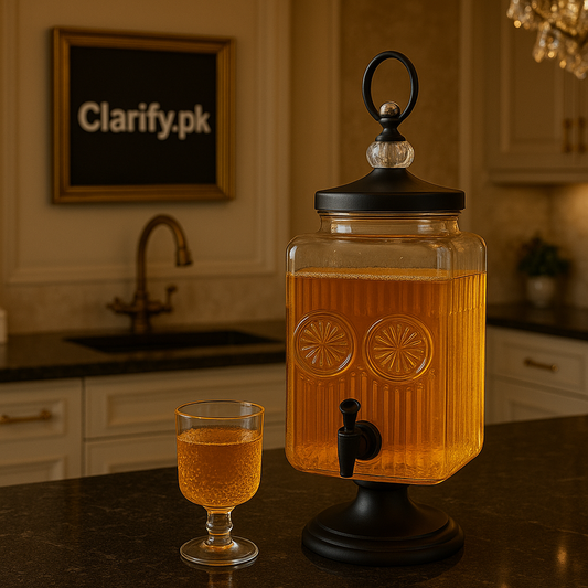 Luxury Crystal Design Beverage Dispenser Set – 3L with 6 Glasses