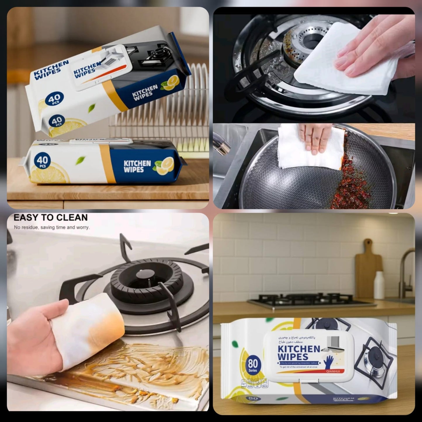 Kitchen Cleaning Wipes – Grease & Stain Remover for Quick Cleaning
