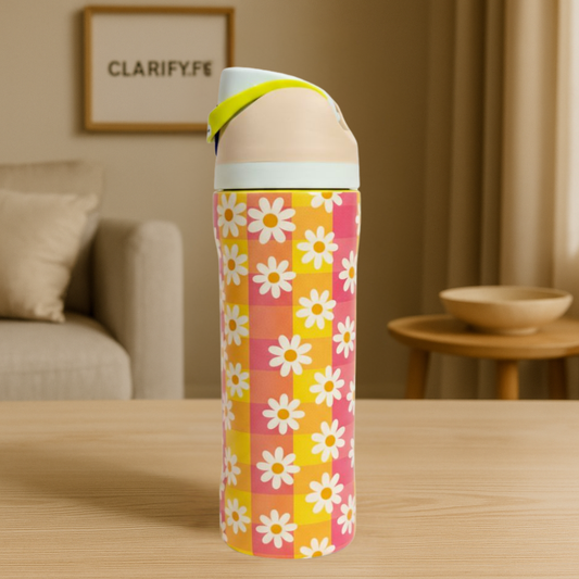 Premium Daisy Checkered 32oz Owala Bottle – Stylish Water Bottle (950ml)