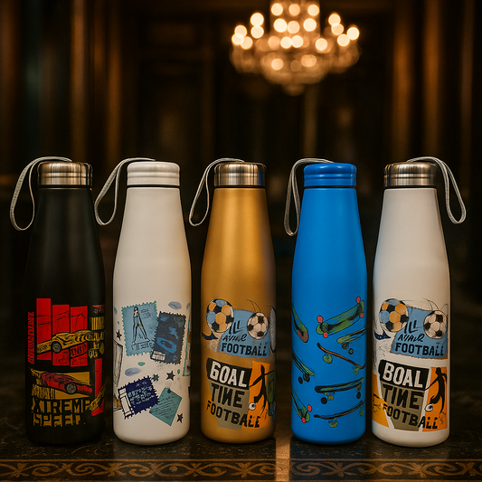 Premium Sports Edition Stainless Steel Bottle – Printed Flask (Random Color)