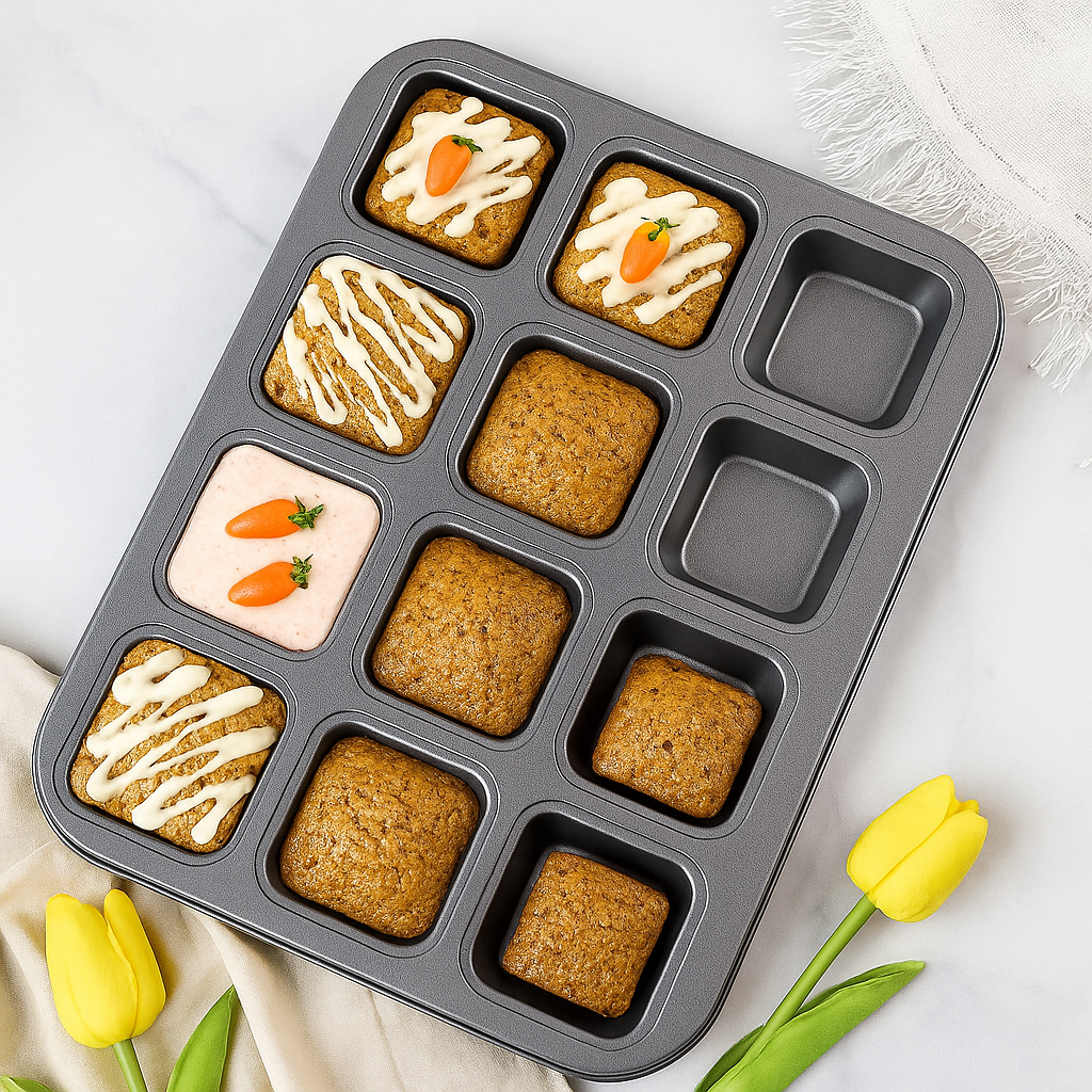 Square Cavity Baking Tray – Non-Stick Mini Muffin & Brownie Pan