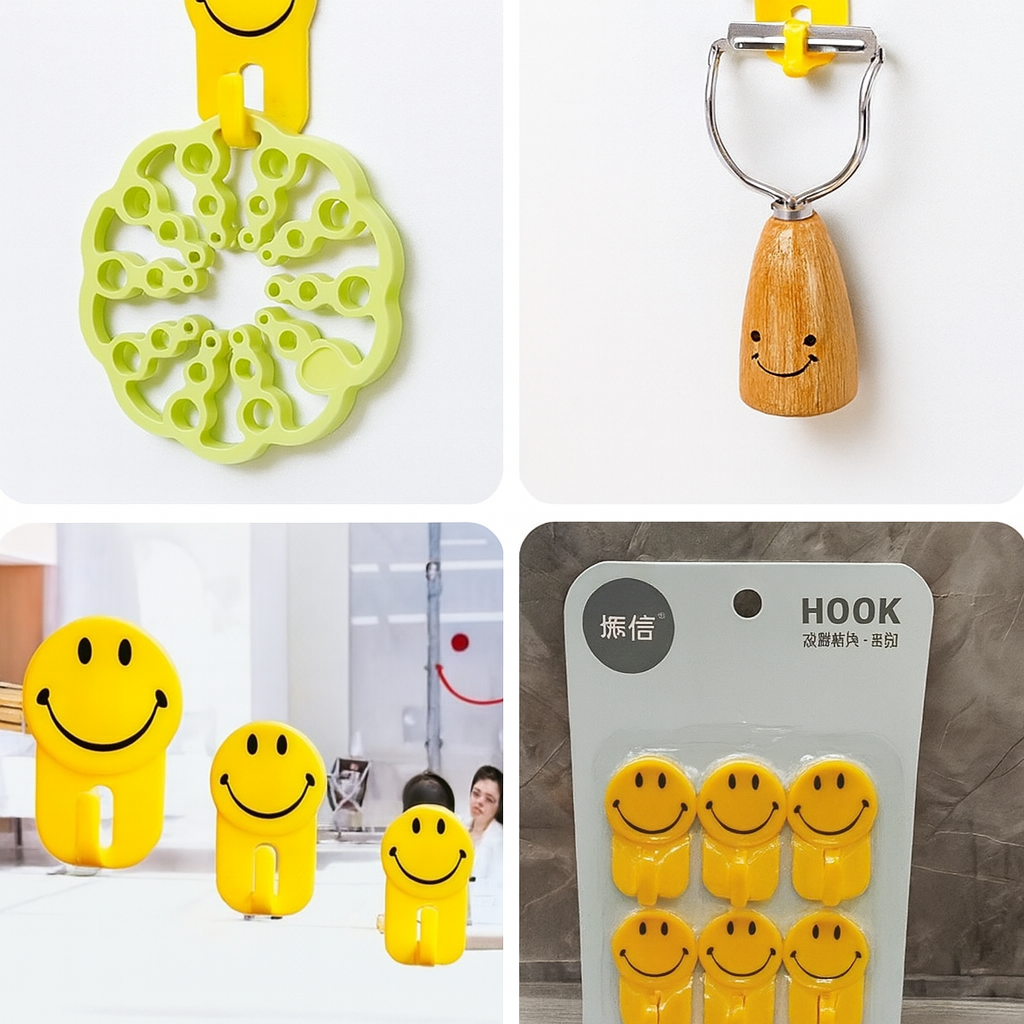6 Pieces Emoji Wall Hooks Set
