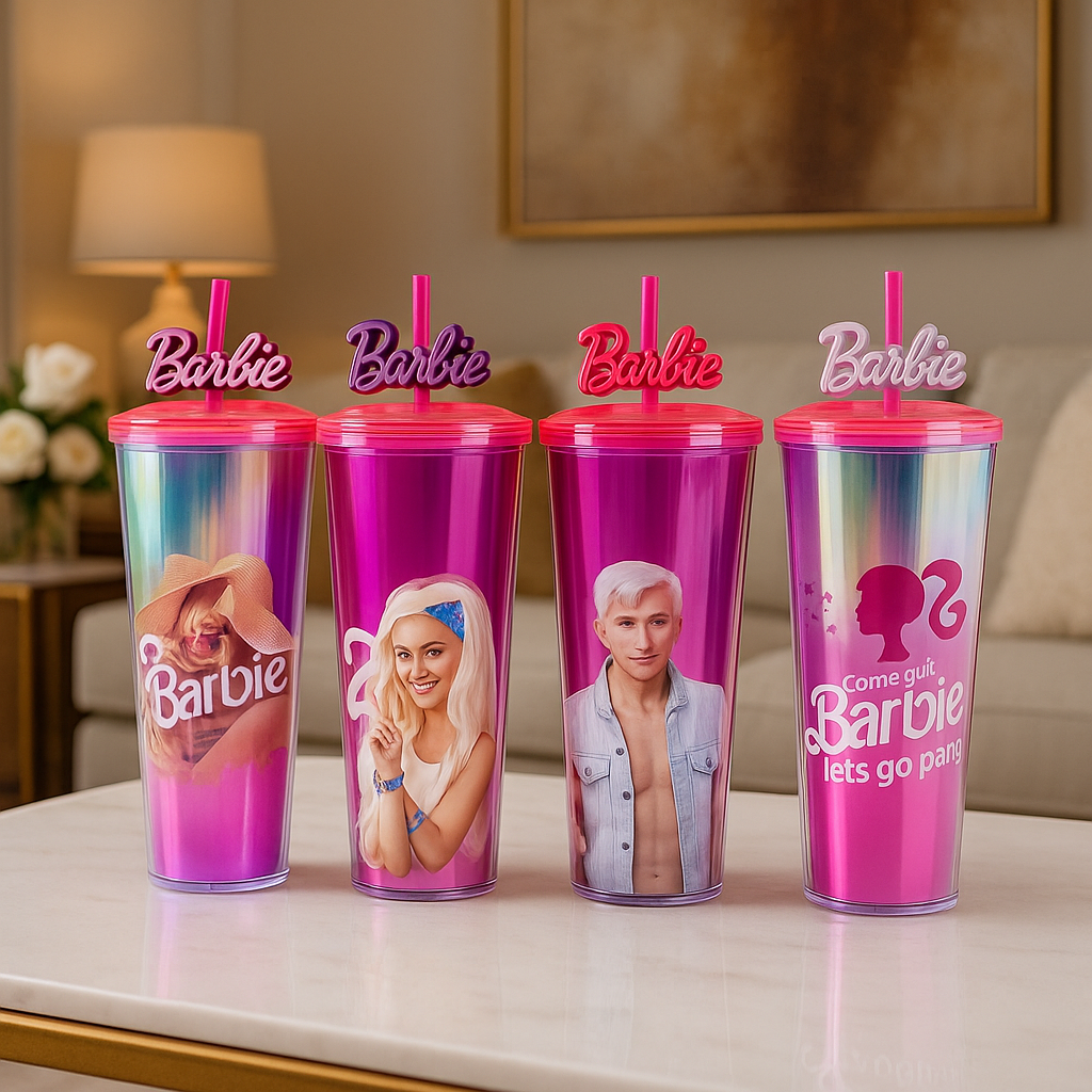 Barbie Cartoon Straw Tumbler – 750ml (Random Print)
