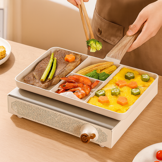 4-Compartment Frying Pan – Multi-Section Non-Stick Skillet