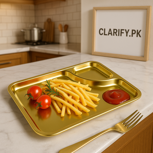 Stainless Steel Golden Serving Tray – Decorative Platter for Home