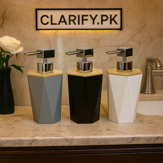 Luxury Liquid Soap Dispenser with Wooden Lid – Refillable Bottle