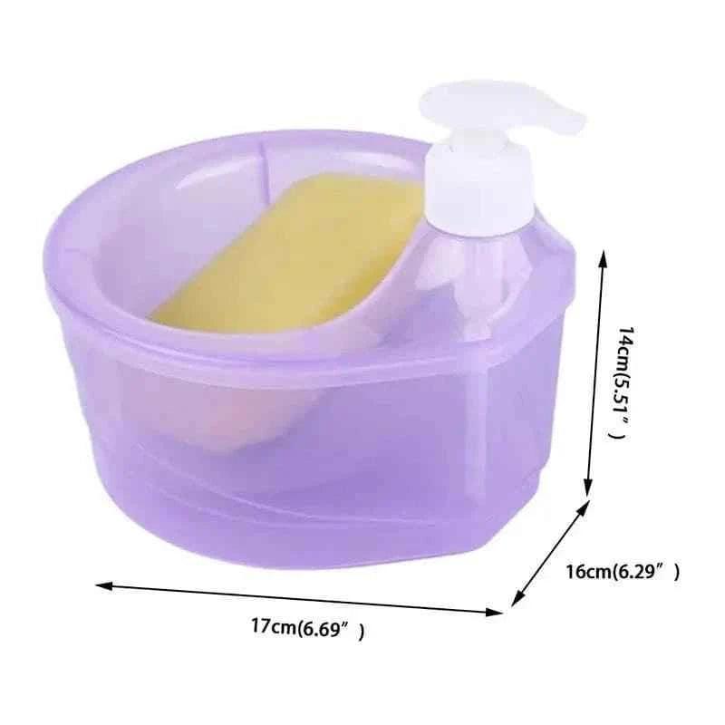 Round Transparent Kitchen Liquid Dispenser with Sponge.
