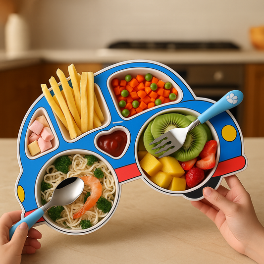 Stainless Steel Portion Car Plate Bowl – Durable & BPA-Free