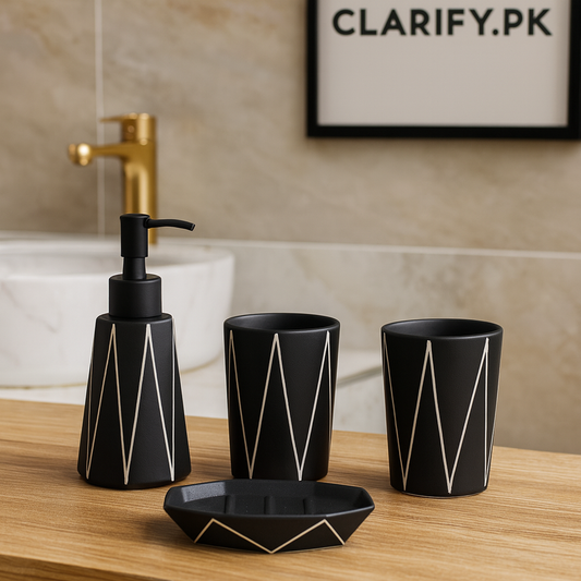 Luxury 4Pcs Black Bath Set – Modern Bathroom Décor