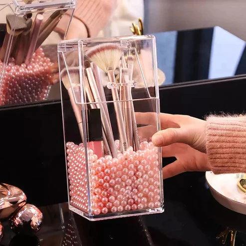 Acrylic Cosmetic Brush Holder - Stylish Acrylic Pearl Makeup Brush Organizer - Clarify.pk