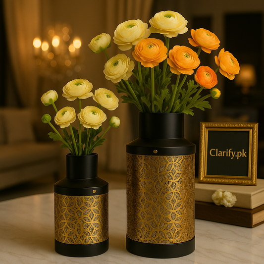 2-Piece Metal Vase Set – Small & Large Home Décor (Without Flowers)
