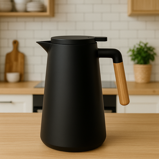 Luxury Black Thermos Jug with Golden Handle – 1Liter