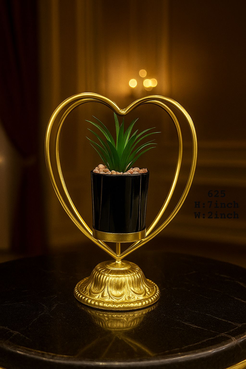 Luxury Heart Shape Metal Plant Pot – Golden Decorative Pot