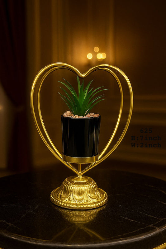 Luxury Heart Shape Metal Plant Pot – Golden Decorative Pot