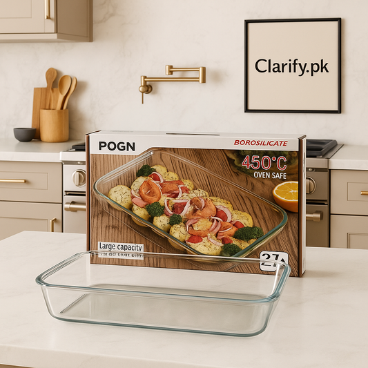 Large Capacity Toughened Glass Baking Dish – Oven Safe up to 450°C