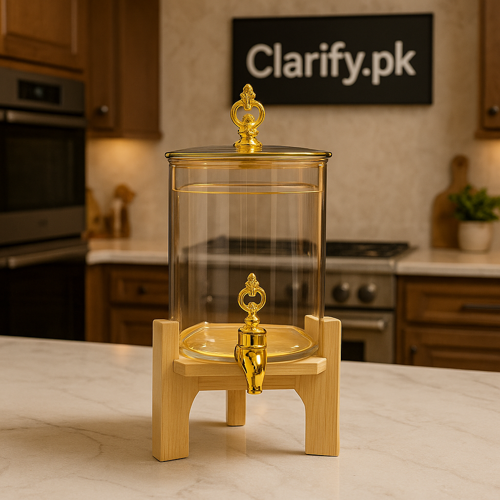 Elegant Square Glass Drink Dispenser - 3.6L with Golden Lid