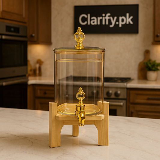 Elegant Square Glass Drink Dispenser - 3.6L with Golden Lid