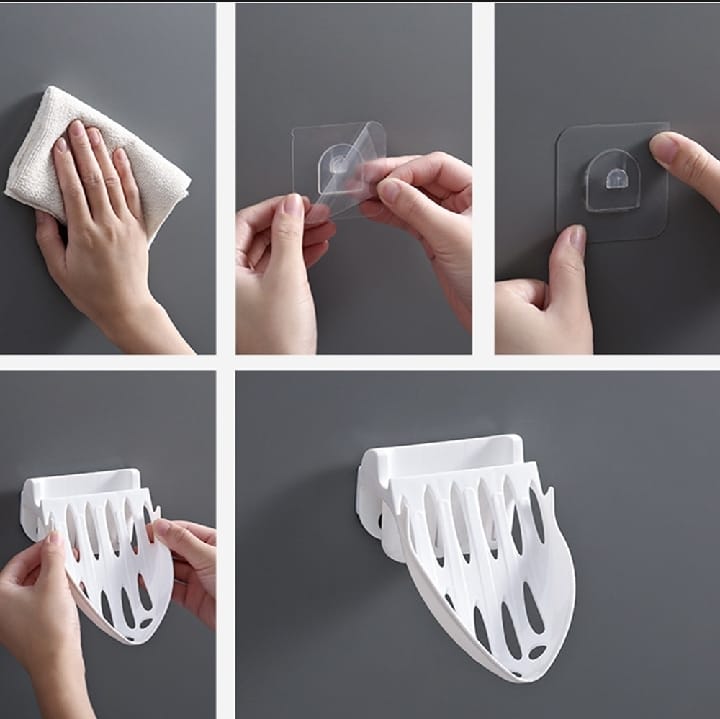 Self Adhesive Soap Dish with Mobile & Toothbrush Holder