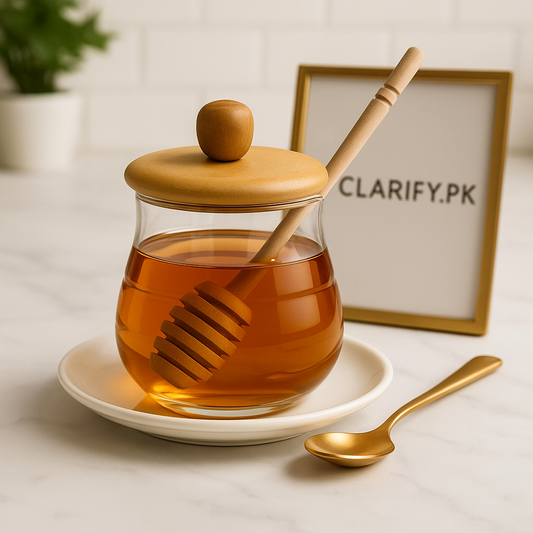Glass Honey Pot with Wooden Lid & Serving Dipper