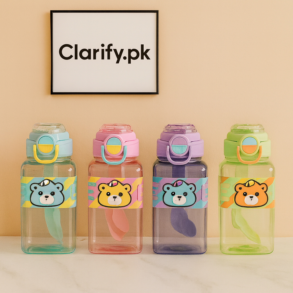 Colourful Bear Plastic Water Bottle – 700ml (Random Color)
