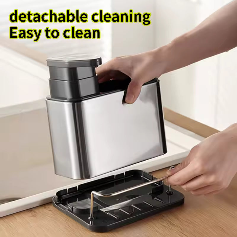 3-in-1 sponge holder for sink detachable and easy to clean with stainless steel design