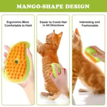 3 in 1 steam brush for cats and dogs with ergonomic mango-shape design for easy grooming