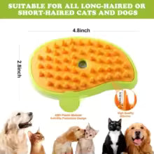 3 in 1 steam brush for cats and dogs suitable for long-haired or short-haired pets with orange bristles