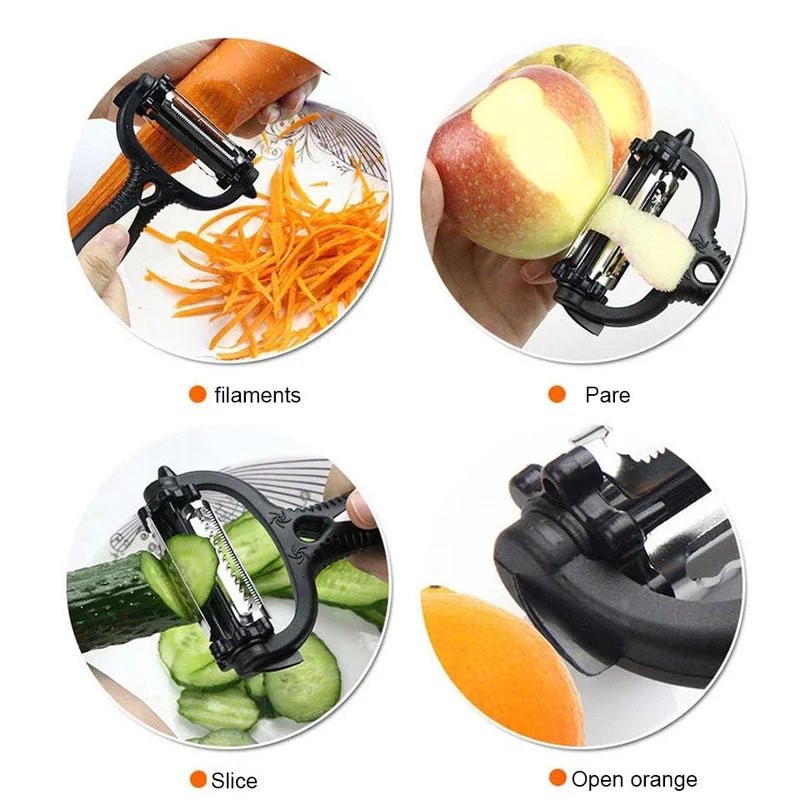 3 - in - 1 Vegetable & Fruit Peeler – Multi - Functional Rotary Grater Cutter - Clarify.pk