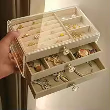 Clarify.pk 3 layer jewelry organizer with multiple compartments for storing rings watches and necklaces