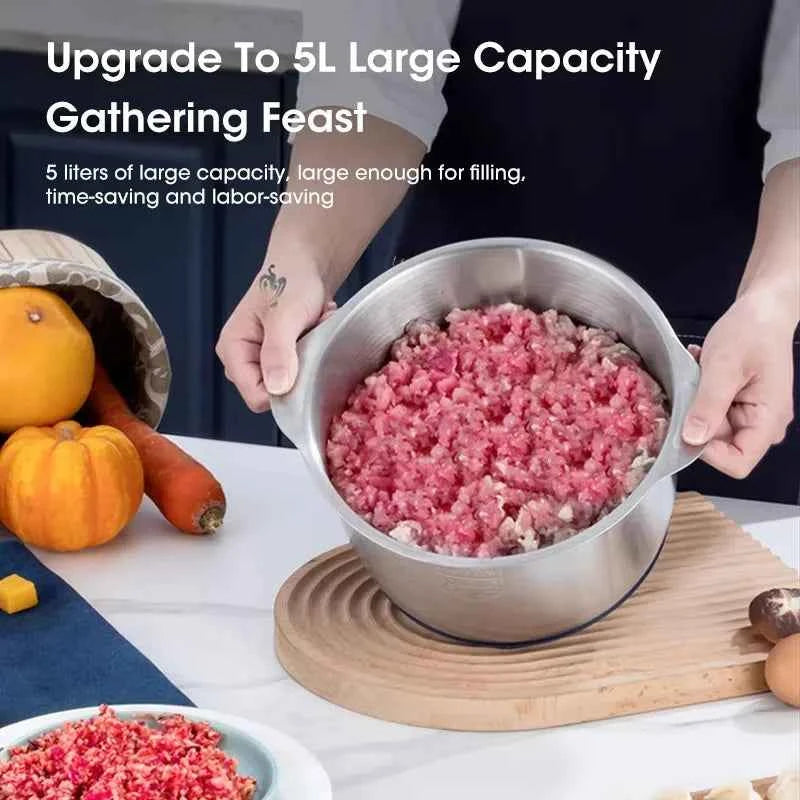 3 liter electric meat grinder displayed with a bowl of freshly ground meat for efficient meal prep