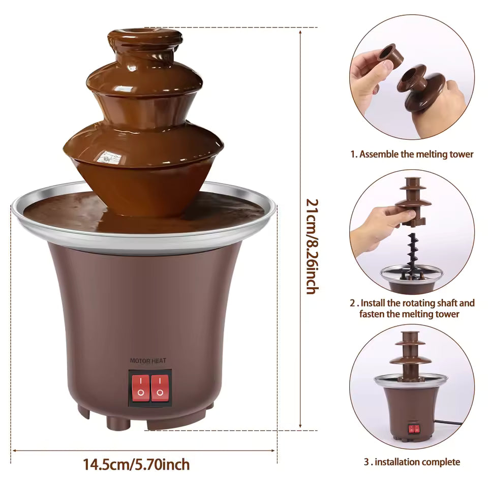 Clarify.pk 3 tier chocolate fountain for parties with assembly instructions and compact size