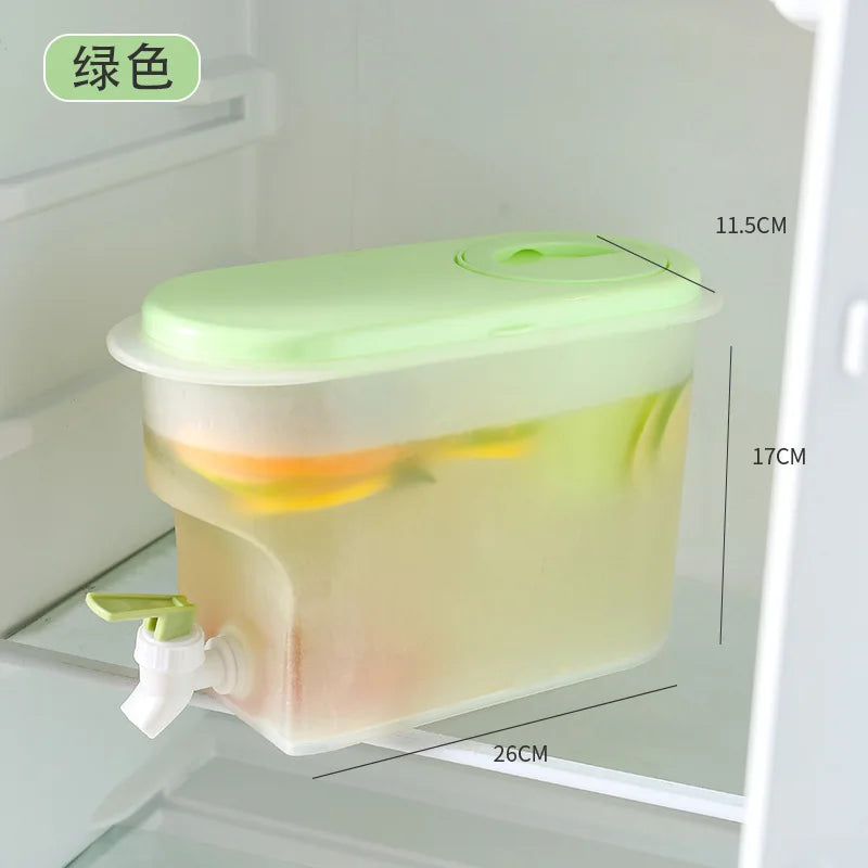 Clarify.pk 3.5l refrigerator water dispenser with green lid and front tap in fridge