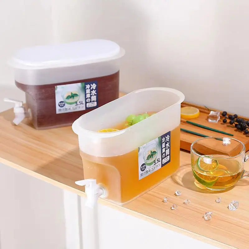 3.5l refrigerator water dispenser with fruit-infused drink on wooden counter from Clarify.pk