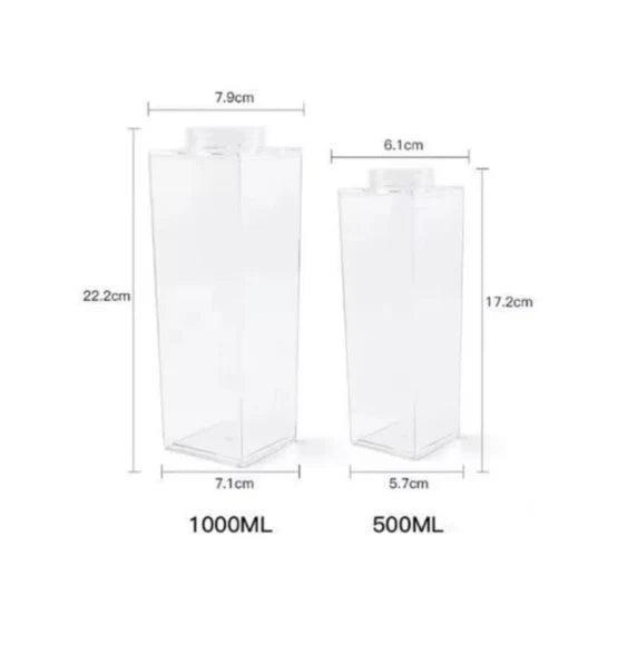 Transparent Milk Bottle - Portable Acrylic Juice and Detox Water Bottle - Clarify.pk