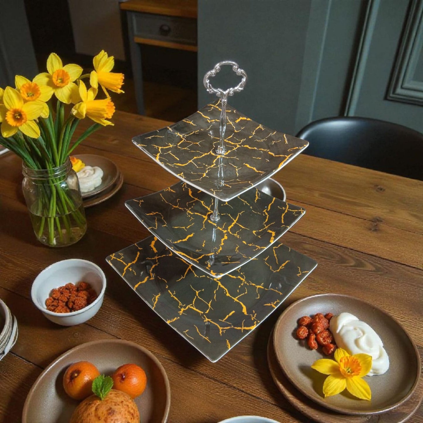 Luxury Marble Design Cupcake Stand - 3-Tier Dessert Display