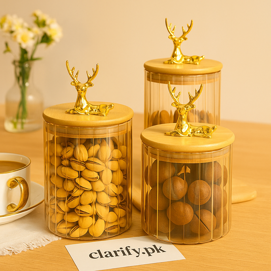 Glass Food Jar with Bamboo Lid - Decorative Storage (Set of 3)