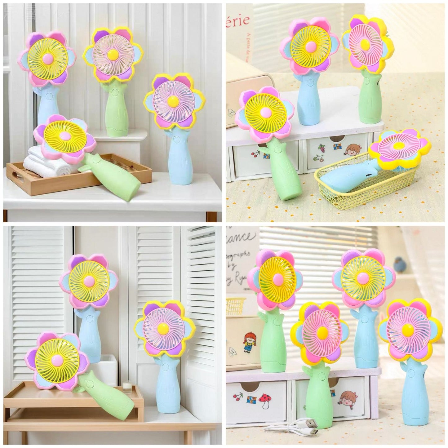 Flower Design Hand Fan – Cute Portable USB Mini Fan